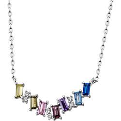 Kette mit Anhänger FIRETTI "Schmuck Geschenk Silber 925 Halsschmuck Halskette Collier Regenbogen" Halsketten Gr. Silber 925 (Sterlingsilber), Länge: 45 cm Breite: 1,2 mm, bunt (silberfarben, gelb, braun, rosa, violett, lila, hellblau, dunkelblau, kristallweiß) Damen mit Zirkonia (synth.)