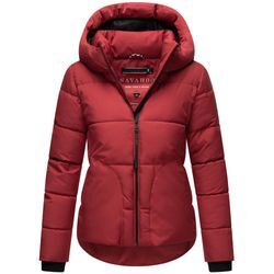 Steppjacke NAVAHOO "Lachperle XIV", Damen, Gr. M (38), rot (dunkelrot), Obermaterial: 100% Polyester (recycelt), Futter: 100% Polyester (recycelt), Ärmelfutter: 100% Polyester (recycelt), Wattierung: 100% Polyester (recycelt), Basic, figurumspielend hüftbedeckend, hoch geschlossener Ausschnitt, Jacken, Kurze gesteppte Damen Winterjacke mit hohem Kragen und Kapuze