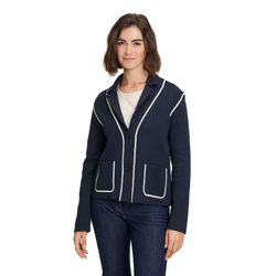 Strickjacke BETTY BARCLAY "Betty Barclay Strick-Cardigan langarm", Damen, Gr. 36, blau (dunkelblau), Strick, Obermaterial: 49% Polyacryl, 46% Baumwolle, 5% Polyamid., feminin, ausgestellt normal, Strickjacken, Kragen