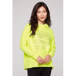 Kapuzensweatshirt SOCCX, Damen, Gr. L, gelb (gelb lime), Material: 60% Baumwolle, 40% Polyester, bedruckt, casual, lässig geschnitten, Rundhals, Langarm eingesetzt Rippbündchen, Sweatshirts, mit Gummizug im Saum