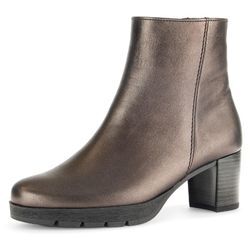 Stiefelette GABOR "St.Tropez" Gr. 38, braun (bronzefarben), Damen, Kalbsleder, metallic, Schuhe, Blockabsatz, Ankleboots in Bequemweite G (= weit)