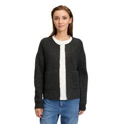 Strickjacke CARTOON "Cartoon Strick-Cardigan mit Taschen" Gr. 34, schwarz (anthrazit melange), Damen, Obermaterial: 68% Polyacryl, 12% Polyester, 11% Polyamid, 6% Wolle, 3% Elasthan., Strickjacken, Struktur