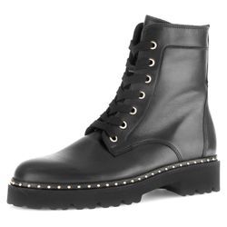 Schnürboots GABOR, Damen, Gr. 43, schwarz, Kalbsleder, unifarben, modisch, Schuhe, Blockabsatz, Schnürstiefelette, Boots mit Best Fitting-Ausstattung