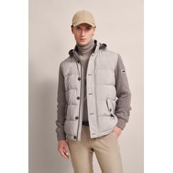 Strickjacke BUGATTI, Herren, Gr. L, beige, Strick, 70% Polyacryl, 30% Wolle, unifarben, casual, regular fit, ohne Ausschnitt, Langarm Rippbündchen, Strickjacken, mit Stehkragen und Kapuze