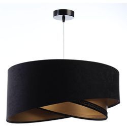 Pendelleuchte Stoff Metall E27 d: 50 cm h: max. 102 cm in Schwarz Gold rund Modern Hängelampe