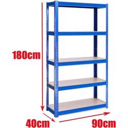 Blau Schwerlastregal Lagerregal Kellerregal Metall Werkstattregal Regal Steckregal max. 875kg Tragfähigkeit, 180cm x 90cm x 40 cm, mit 5 mdf