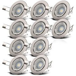 6x/10x led Einbaustrahler schwenkbar Nickel matt Decken-Spot Einbau-Leuchte GU10 - B.k.licht