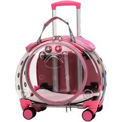 Bluethy - Hundetrolley Transporttasche Tragetasche für Tiere Trolley 2-in-1 Haustierrucksack Hundetasche Rosa