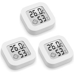 Memkey - Innen-Hygrometer-Thermometer, 3-teiliges Mini-LCD-Hochpräzisions-Digital-Hygrometer-Thermometer, Innen-Außen-Wandthermometer für Zuhause,