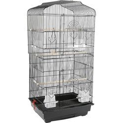 Vogelkäfig Vogelvoliere Wellensittichkäfig Käfig Vogelbauer Voliere Vogelhaus Schwarz 46×36×92cm