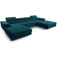 Ecksofa nillona u Mini U-Form Schlaffunktion Bettkasten KR4 Türkis - Furnix