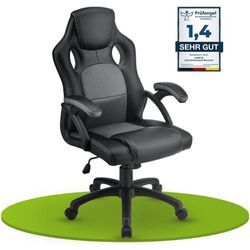 Juskys - Racing Schreibtischstuhl Montreal - ergonomisch, höhenverstellbar & gepolstert, bis 120 kg - Bürostuhl Drehstuhl pc Gaming Stuhl - grau