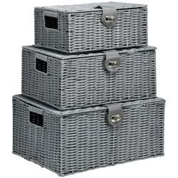 Rattan Aufbewahrungsboxen 3er-Set 18L, 12L, 7L Aufbewahrungskorb