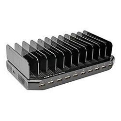 Eaton Tripp Lite Series 10-Port USB Charging Station with Adjustable Storage, 12V 8A (96W) USB Charger Output, Schuko Power Cord - Netzteil - 96 Watt - 8 A - 10 Ausgabeanschlussstellen (10 x 4-poliger USB Typ A) - Schwarz