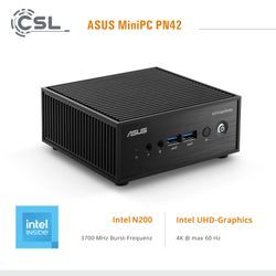 ASUS Mini-PC "Mini-PC ASUS PN42 Intel N200 Windows 11", schwarz, Microsoft Windows 11 Home (64 Bit), 16 GB RAM 500 GB SSD, Computer