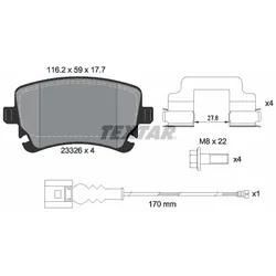 TEXTAR Bremsbelagsatz, Scheibenbremse hinten rechts links mit Zubehör für SKODA VW SEAT AUDI 7E0698451D 7E0698451C 7E0698451B 2332602