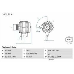 BOSCH Generator 14V 90A für SKODA VW SEAT AUDI 037903026CX 037903025F 036903028AX 0 986 044 380