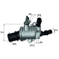 MAHLE Thermostat, Kühlmittel mit Dichtung für CADILLAC SUZUKI ALFA ROMEO FIAT VAUXHALL SAAB OPEL 71574778 0000055187784 93179136 TI 143 88