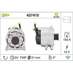 VALEO Generator REMANUFACTURED PREMIUM 14V 150A für MERCEDES-BENZ A6681540302 6681540202 6681540302 437415