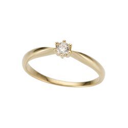 Solitärring FIRETTI "Schmuck Geschenk Gold 750 Damenring Verlobungsring Goldring Solitär" Gr. 17, gold (gelbgoldfarben), Fingerringe, Damen, 17, 0,15 ct P2 = erkennbare Einschlüsse, Gelbgold 585-Diamanten, Gelbgold 585, Diamanten, mit Brillant