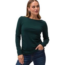 Sweatshirt ZERO "zero Shirt mit seitlicher Raffung", Damen, Gr. 40, grün (deep ponderosa pine), Jersey, Obermaterial: 95% Baumwolle (Organic), 5% Elastan. Ärmelfutter: ohne Futter., clean, Basic, figurbetont normal, Rundhals, Langarm, Sweatshirts, Plain/ohne Details