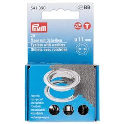 Prym Nähfrei-Ösen mit Scheiben, Größe: 11 mm Ø, Inhalt: 20 Stück