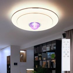 Globo - Deckenleuchte rgb led Fernbedienung Musik Deckenlampe Diskokugel led Lautsprecher Leuchte Tageslicht mit Bluetooth , Metall, Farbewechsel