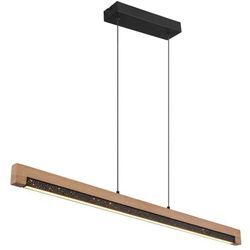 Pendelleuchte Hängeleuchte Holzlampe Esstischleuchte Wohnzimmerlampe Küchenleuchte, Metall Alu Holz Kunststoff schwarz braun, 1x LED 24W 580Lm 3000K