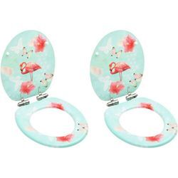 Toilettensitze Soft-Close-Deckel 2 Stk. mdf Flamingo-Design