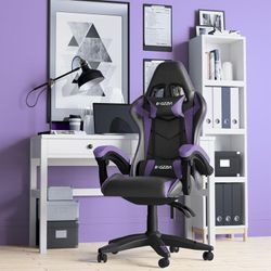 Bigzzia - Gaming Stuhl Ergonomisch Bürostuhl Gaming Sessel Drehstuhl, Gamer Stuhl mit Lendenkissen und Kopfstütze, Violett