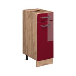 Küchenunterschrank R-Line, Bordeaux Hochglanz, 30 cm , ap Anthrazit Vicco