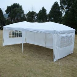 Costway - Gartenpavillon Partyzelt Bierzelt Pavillon Gartenzelt Hochzeit Festzelt Zelt 3 x 6 m Weiss