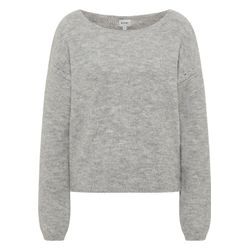 Sweater MUSTANG "Pullover Alpaka Wolle" Gr. L, grau (grau meliert) Damen Sweatshirts