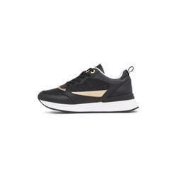 Plateausneaker TOMMY HILFIGER "MONOGRAM RUNNER" Gr. 36, goldfarben (schwarz, goldfarben) Damen Schuhe Freizeitschuh, Halbschuh, Schnürschuh mit TH-Monogramm