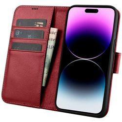 2in1 Leder Flip Cover iPhone 14 Pro Max Anti-RFID Wallet Case Rot