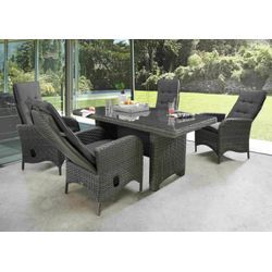 Garten-Essgruppe DESTINY "PALMA LUNA", grau (vintage grau), Polyester, Aluminium, Geflecht Rattan, Polyrattan, Sitzmöbel-Sets, Aluminium, Polyrattan