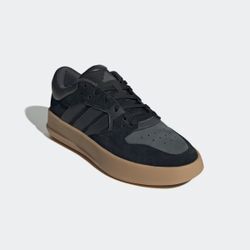 Sneaker ADIDAS SPORTSWEAR "COURT 24", Gr. 46,5, schwarz (core schwarz, carbon, grau six), Synthetik, Leder, Baumwolle, sportlich, Schuhe