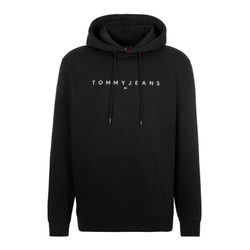 Hoodie TOMMY JEANS "TJM REG LINEAR LOGO HOODIE EXT", Herren, Gr. L, schwarz, Sweatware, Obermaterial: 80% Baumwolle, 20% Polyester, casual, regular fit hüftlang, Sweatshirts, mit Logo-Stickerei