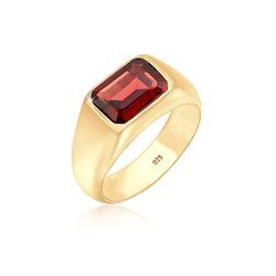 Siegelring ELLI PREMIUM "Siegelring Edelstein Trend Statement 925 Silber" Gr. 54, rot (rot, dunkelrot), Fingerringe, Damen, 54mm, Silber 925 (Sterlingsilber), 7mm