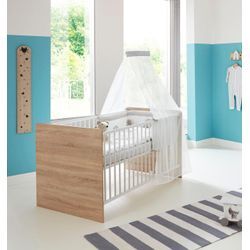 Babybett BMG MÖBEL "Kinderbett »Maxim« 70 x 140 cm", weiß, B:81,5cm H:80cm L:142cm, Holzwerkstoff, Babybetten, mit Schlupfsprossen