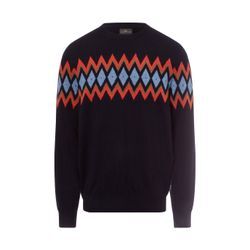 Fynch-Hatton Pullover mit Cashmere-Anteil Herren Wolle gemustert, marine