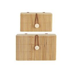 IB Laursen 2er Set Schachtel mit Bambusdeckel, Set: L11-14 x B8-15,5 x H6,2-8,7 cm, natur