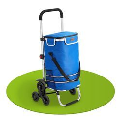 Juskys 3in1 Einkaufstrolley für Treppen - 56 L, modern & klappbar - Treppensteiger Trolley Dunkelblau