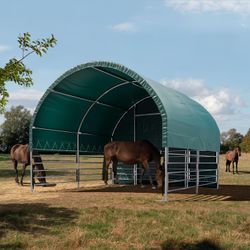 4x4m Weidezelt, PVC-Plane, dunkelgrün, Erdbefestigung - (330612)