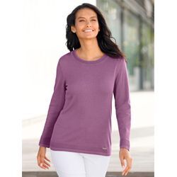 Rundhalspullover CASUAL LOOKS "Rundhals-Pullover", Damen, Gr. 36, lila (violett), 50% Baumwolle, 50% Polyacryl, unifarben, Langarm, Pullover