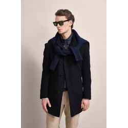 Kurzmantel BUGATTI, Herren, Gr. 48, blau (marine), 58% Wolle, 25% Polyester, 13% Polyamid, 3% sonstige Faser, 1% Elasthan, unifarben, casual, normal, Langarm normaler Saum, Mäntel, mit Westenfake