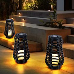 Solarleuchten für Außen zum stellen LED Solar Tischleuchte Hängelampe Garten LED Laterne Flammeneffekt, mit tanzendem Lichteffekt, 1x LED Akku, DxH