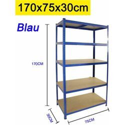 Dayplus - Schwerlastregal Lagerregal Kellerregal Metall Werkstattregal Regal Steckregal max. 875kg Tragfähigkeit, 170 x 75 x 30 cm, mit 5 mdf