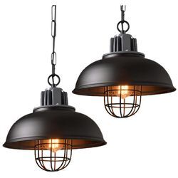 Axhup - 2er Pendelleuchte Vintage, Metall Kronleuchter im Industrielle Stil, Kette Hängelampe mit Ø33cm Dome Lampenschirm für Wohnzimmer Schlafzimmer