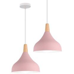 2er Pendelleuchte, 1 Flammig Hängeleuchte im Moderne Stil, Kronleuchter mit Ø20cm Lampenschirm für Wohnzimmer Schlafzimmer Esszimmer (Rosa)